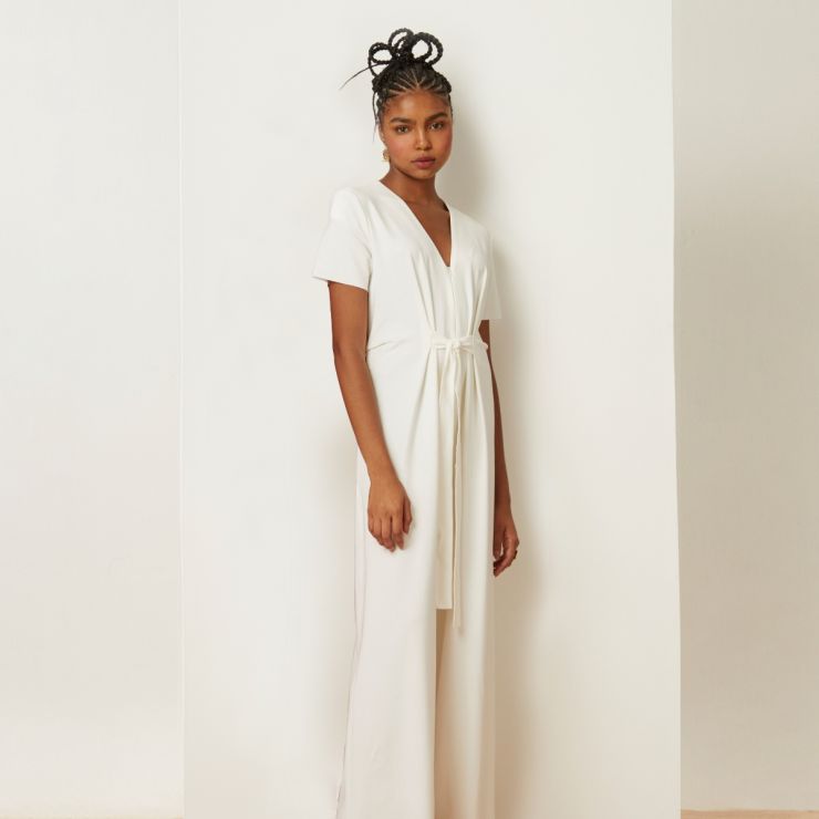 MACACÃO DOBRADURA COM AMARRAÇÃO OFF WHITE