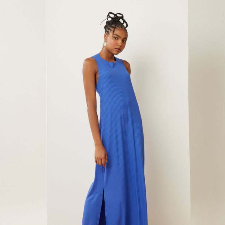 VESTIDO TORÇÃO COSTAS AZUL